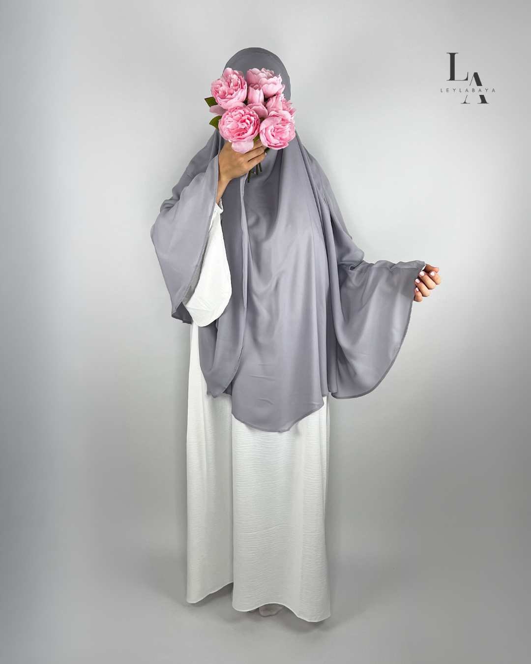 KHIMAR ILAYDA 3-LAGIG LILAC-GREY